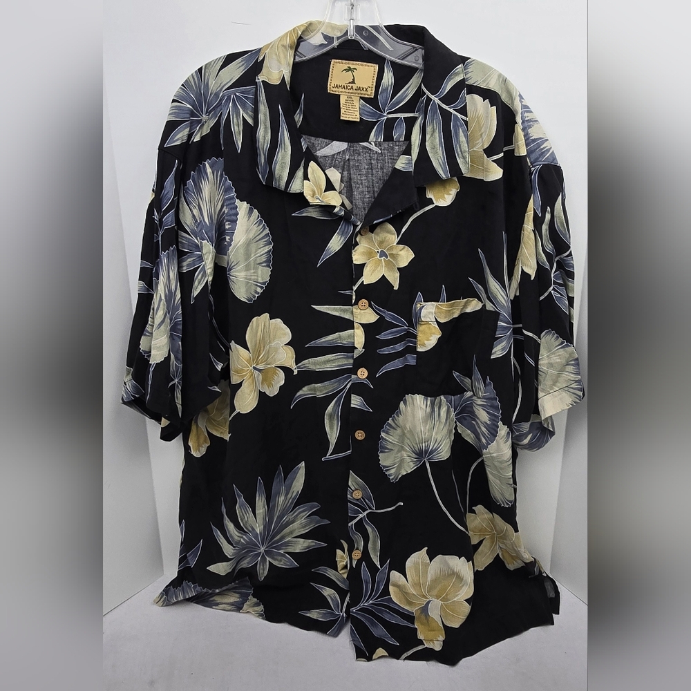 Jamaica Jax Men's 100% Silk Hawaiian Button Down Short Sleeve Shirt Floral XXL